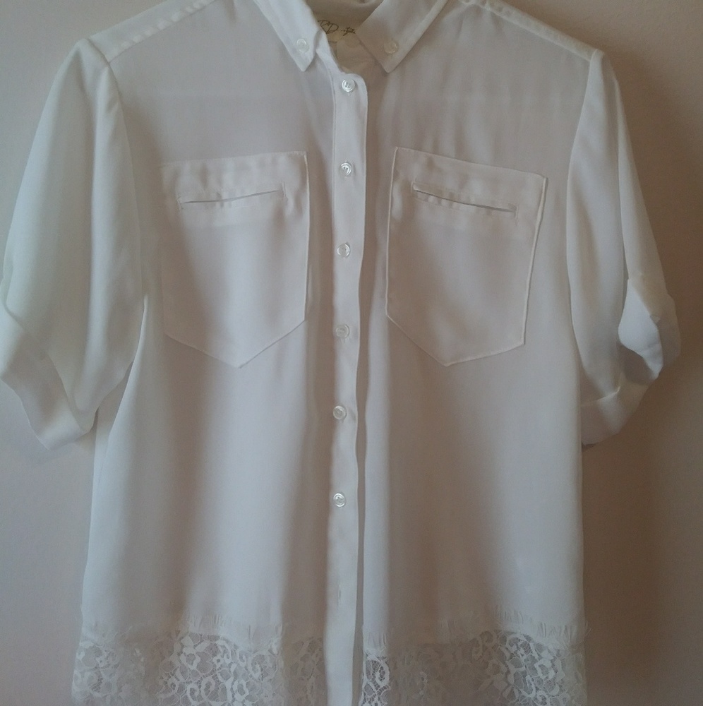 White button down blouse